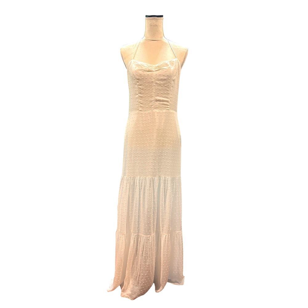 Womens Blue Life White Rayon Maxi Dress Size M